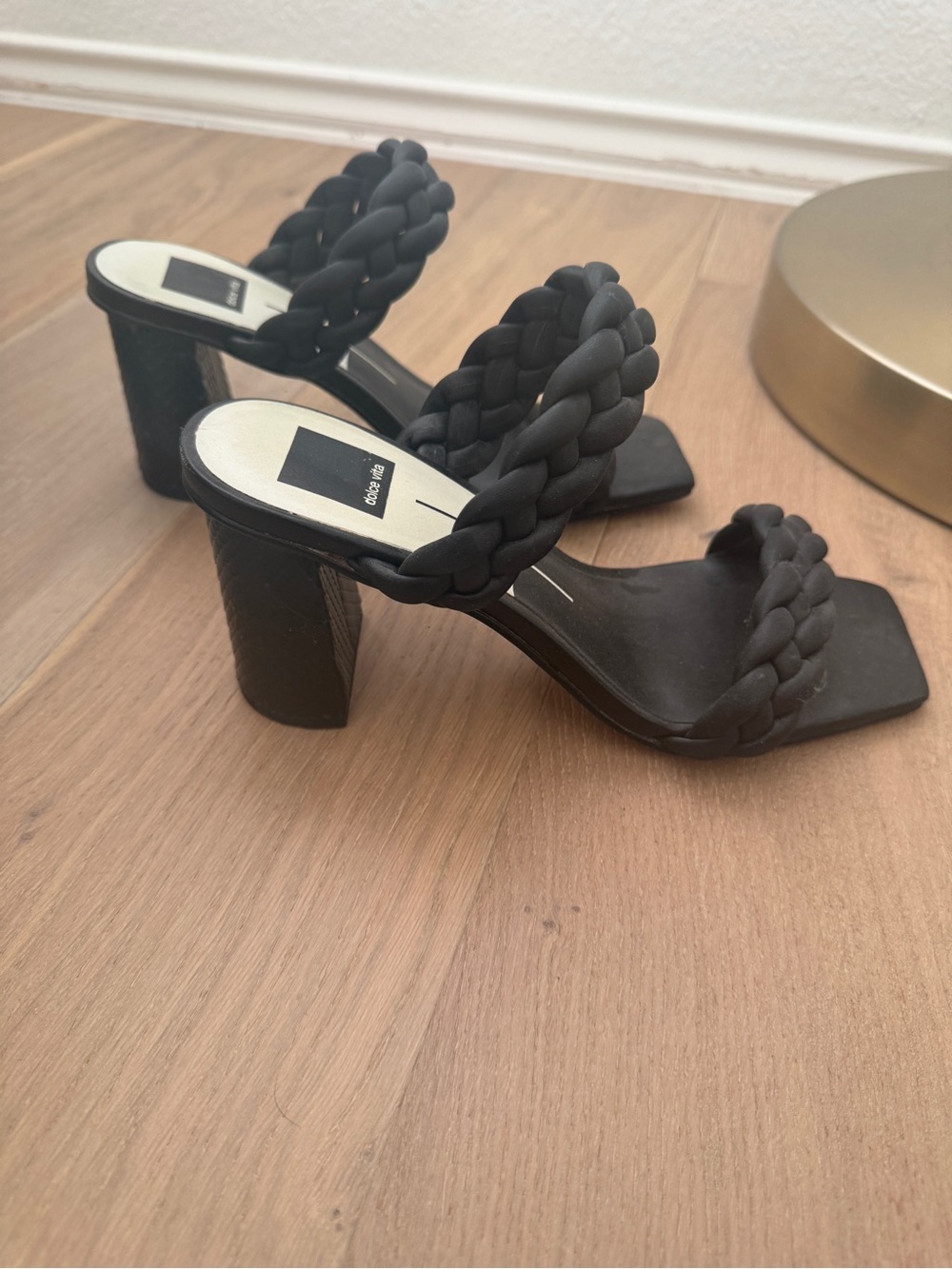 Dolce Vita Black Braided Double-Strap Block Heel Sandals - Picture 4 of 6